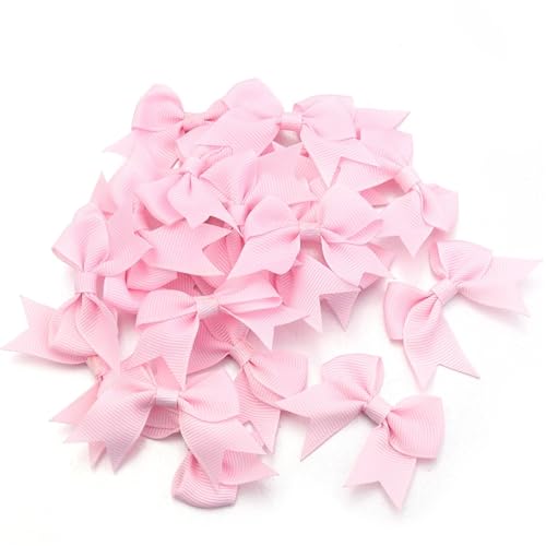 20/40 Stück Satinband-Schleifen, kleine Blumenschleifen for Geschenkpakete, Nähen, Haarnadeln, Basteln, Hochzeit, Party-Dekoration(40pcs,Pink) von Generisch