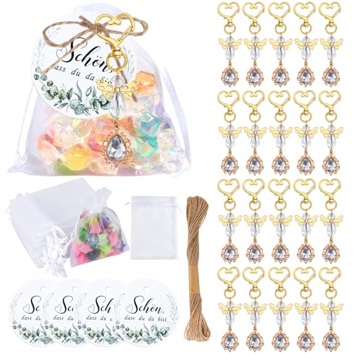 20 Pack Schutzengel Anhänger, Gold Kristall Engel mit Organza Tasche, Kraft papier Anhänger Schlüssel anhänger, Party bevorzugungen, Hochzeits geschenk von Generisch
