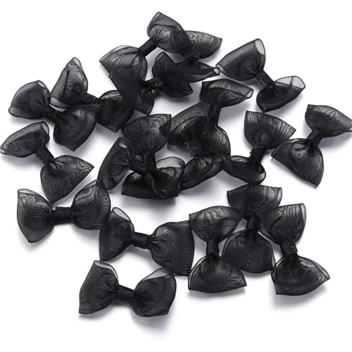 20 Stück 2,5 x 5 cm Satinbandschleifen mit Seidenfinish, Schleifenknoten for DIY-Näharbeiten, Basteln, Party, Hochzeit, Dekorationen(Black) von Generisch