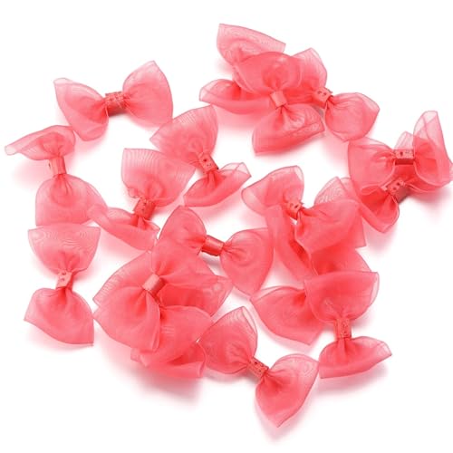 20 Stück 2,5 x 5 cm Satinbandschleifen mit Seidenfinish, Schleifenknoten for DIY-Näharbeiten, Basteln, Party, Hochzeit, Dekorationen(Hot Pink) von Generisch