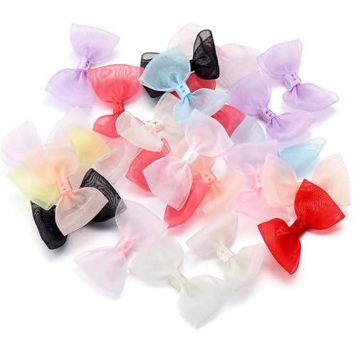20 Stück 2,5 x 5 cm Satinbandschleifen mit Seidenfinish, Schleifenknoten for DIY-Näharbeiten, Basteln, Party, Hochzeit, Dekorationen(Mix Colors) von Generisch