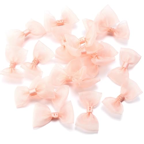 20 Stück 2,5 x 5 cm Satinbandschleifen mit Seidenfinish, Schleifenknoten for DIY-Näharbeiten, Basteln, Party, Hochzeit, Dekorationen(Peach Beige) von Generisch