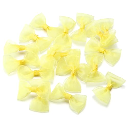 20 Stück 2,5 x 5 cm Satinbandschleifen mit Seidenfinish, Schleifenknoten for DIY-Näharbeiten, Basteln, Party, Hochzeit, Dekorationen(Yellow) von Generisch