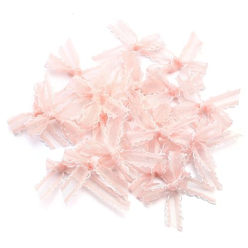 20 Stück 3,5 x 4 cm Satinband-Schleifen, bunte Schleifen aus Polyester-Gaze ​​für DIY-Bastel- und Party-Dekorationszubehör(Apricot pink) von Generisch