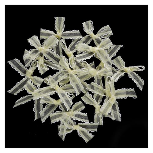 20 Stück 3,5 x 4 cm Satinband-Schleifen, bunte Schleifen aus Polyester-Gaze ​​für DIY-Bastel- und Party-Dekorationszubehör(Beige) von Generisch