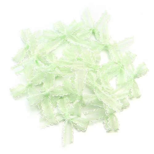 20 Stück 3,5 x 4 cm Satinband-Schleifen, bunte Schleifen aus Polyester-Gaze ​​für DIY-Bastel- und Party-Dekorationszubehör(Light green) von Generisch