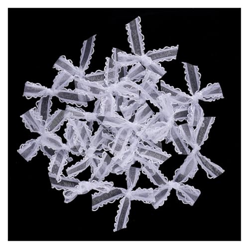20 Stück 3,5 x 4 cm Satinband-Schleifen, bunte Schleifen aus Polyester-Gaze ​​für DIY-Bastel- und Party-Dekorationszubehör(White) von Generisch