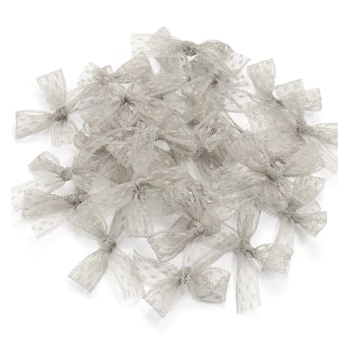 20 Stück 5 x 6 cm bilateral bestickte Netz-Spitzenborte, Schleifenbänder for DIY Nähen, Basteln, Hochzeit, Party-Dekoration(Gray) von Generisch