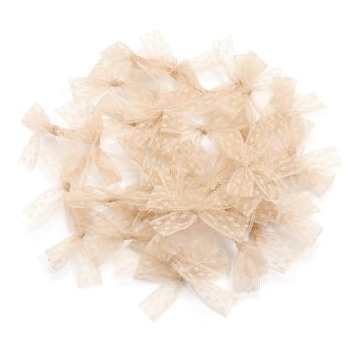 20 Stück 5 x 6 cm bilateral bestickte Netz-Spitzenborte, Schleifenbänder for DIY Nähen, Basteln, Hochzeit, Party-Dekoration(Light Brown) von Generisch