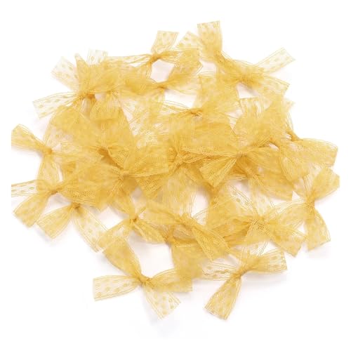 20 Stück 5 x 6 cm bilateral bestickte Netz-Spitzenborte, Schleifenbänder for DIY Nähen, Basteln, Hochzeit, Party-Dekoration(Yellow) von Generisch