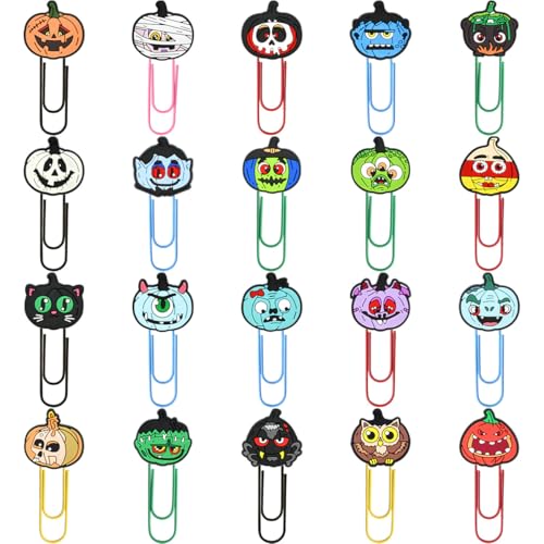 20 Stück Halloween-Lesezeichen-Clips – niedliche Büroklammern für Schüler – gruselige Kürbis-/Geister-/Fledermaus-Form – lustiges Partygeschenk 20 Stück Halloween-Lesezeichen-Clips – niedliche Büroklammern für Schüler – gruselige Kürbis-/Geister-/Fledermaus-Form – lustiges Partygeschenk von Generisch