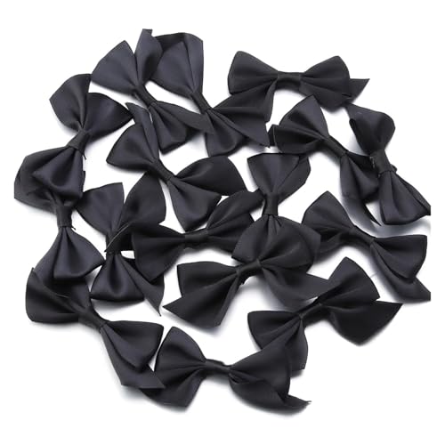 20 Stück Schleifen aus Polyester-Satinband, 4 x 7 cm, Breite 2,5 cm, handgefertigt, for DIY-Näharbeiten, Basteln, Blumensträuße, Partys, Weihnachtsdekorationen(Black) von Generisch