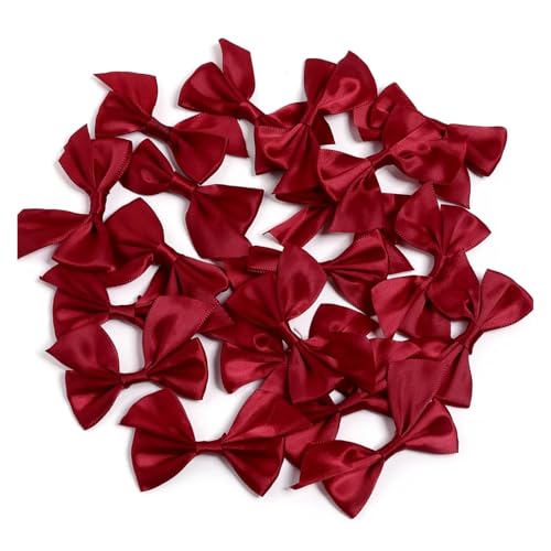20 Stück Schleifen aus Polyester-Satinband, 4 x 7 cm, Breite 2,5 cm, handgefertigt, for DIY-Näharbeiten, Basteln, Blumensträuße, Partys, Weihnachtsdekorationen(Wine Red) von Generisch