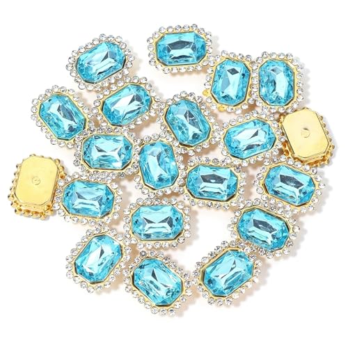 20 Stück goldene Krallenfassungen aus Kristallglas, rechteckige Strasssteine ​​zum Aufnähen, Edelsteine ​​für Kleidungszubehör, Kleidungsdekorationen(Blue) von Generisch