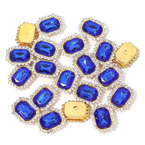 20 Stück goldene Krallenfassungen aus Kristallglas, rechteckige Strasssteine ​​zum Aufnähen, Edelsteine ​​für Kleidungszubehör, Kleidungsdekorationen(Dark blue) von Generisch