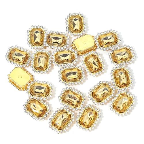 20 Stück goldene Krallenfassungen aus Kristallglas, rechteckige Strasssteine ​​zum Aufnähen, Edelsteine ​​für Kleidungszubehör, Kleidungsdekorationen(Light brown) von Generisch