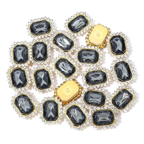 20 Stück goldene Krallenfassungen aus Kristallglas, rechteckige Strasssteine ​​zum Aufnähen, Edelsteine ​​für Kleidungszubehör, Kleidungsdekorationen(Light gray) von Generisch
