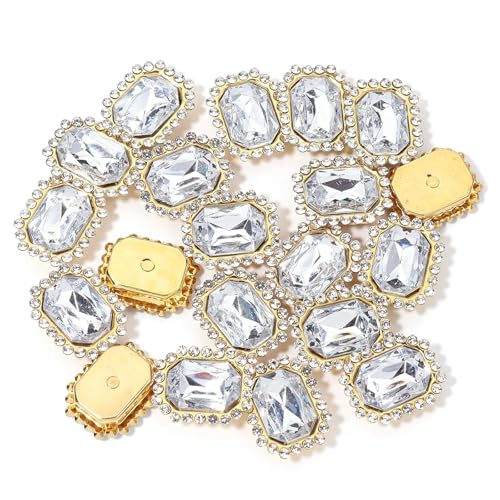 20 Stück goldene Krallenfassungen aus Kristallglas, rechteckige Strasssteine ​​zum Aufnähen, Edelsteine ​​für Kleidungszubehör, Kleidungsdekorationen(White) von Generisch