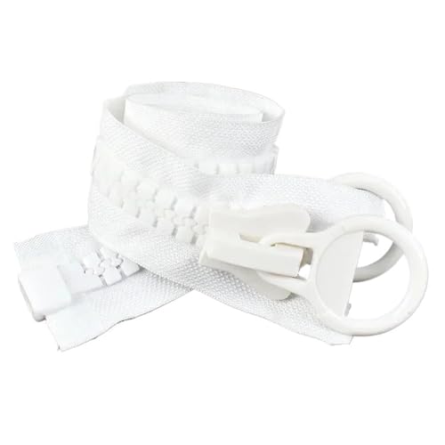 20# Übergroßer Harz-Reißverschluss, 60–300 cm, schwarz, Doppelschieber, offenes Ende, für Daunenjacke, Mantel, Zelt, DIY-Nähprojekte(White,200cm) von Generisch