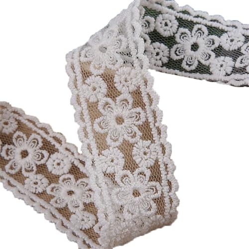 20 Yards 27 mm bestickte florale Spitzenbänder, DIY-Haarschleife, Zubehör, handgefertigtes Klebeband, Nähen, Beige, 27 mm von Generisch