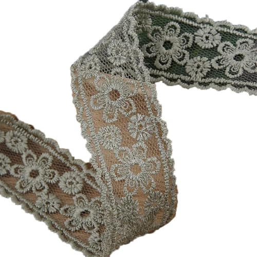 20 Yards 27 mm bestickte florale Spitzenbänder, DIY-Haarschleife, Zubehör, handgefertigtes Klebeband, Nählicht, EN8, 27 mm von Generisch