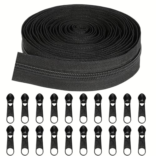 20 m durchgehender Nylon-Spiralreißverschluss #5 – schwarzer Reißverschluss von The Yard mit 20 Schiebern, zuschneidbare Reißverschlüsse zum Nähen, DIY, Taschen, Jacken, Kissen & Handwerk 20 m durchgehender Nylon-Spiralreißverschluss #5 – schwarzer Reißverschluss von The Yard mit 20 Schiebern, zuschneidbare Reißverschlüsse zum Nähen, DIY, Taschen, Jacken, Kissen & Handwerk von Generisch