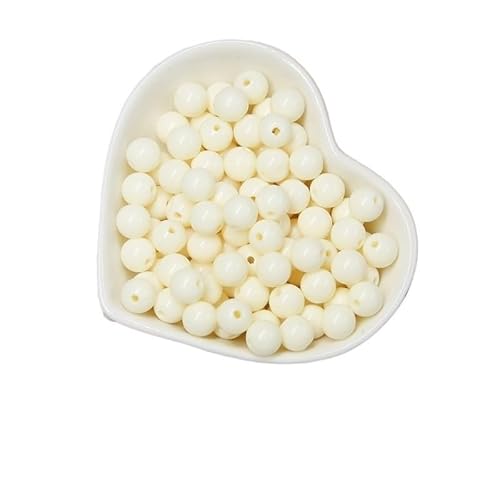 200/1000 Stück runde Acrylperlen, gemischte Farben, mehrfarbig, matt, runde Acrylperlen for Heimwerker, Halsketten, Armbandzubehör(Beige,10MM-400Pcs) von Generisch