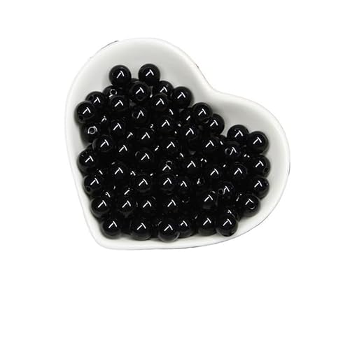 200/1000 Stück runde Acrylperlen, gemischte Farben, mehrfarbig, matt, runde Acrylperlen for Heimwerker, Halsketten, Armbandzubehör(Black,8MM-200Pcs) von Generisch