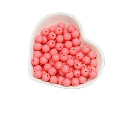 200/1000 Stück runde Acrylperlen, gemischte Farben, mehrfarbig, matt, runde Acrylperlen for Heimwerker, Halsketten, Armbandzubehör(CoralRed,10MM-1000Pcs) von Generisch