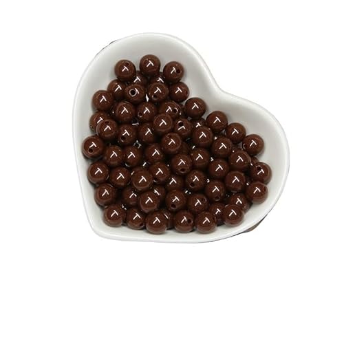 200/1000 Stück runde Acrylperlen, gemischte Farben, mehrfarbig, matt, runde Acrylperlen for Heimwerker, Halsketten, Armbandzubehör(DarkCoffee,8MM-200Pcs) von Generisch