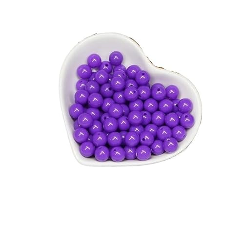 200/1000 Stück runde Acrylperlen, gemischte Farben, mehrfarbig, matt, runde Acrylperlen for Heimwerker, Halsketten, Armbandzubehör(DarkPurple,10MM-200Pcs) von Generisch