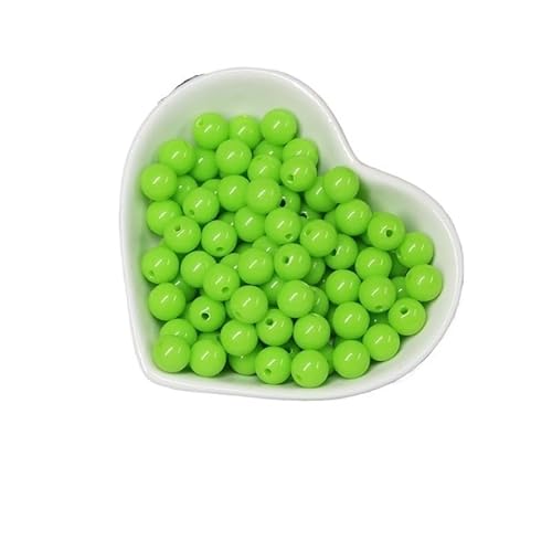 200/1000 Stück runde Acrylperlen, gemischte Farben, mehrfarbig, matt, runde Acrylperlen for Heimwerker, Halsketten, Armbandzubehör(Green,10MM-200Pcs) von Generisch