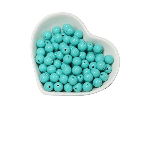 200/1000 Stück runde Acrylperlen, gemischte Farben, mehrfarbig, matt, runde Acrylperlen for Heimwerker, Halsketten, Armbandzubehör(HoleGreen,10MM-400Pcs) von Generisch