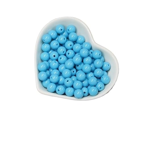 200/1000 Stück runde Acrylperlen, gemischte Farben, mehrfarbig, matt, runde Acrylperlen for Heimwerker, Halsketten, Armbandzubehör(LakeBlue,6MM-200Pcs) von Generisch