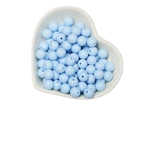 200/1000 Stück runde Acrylperlen, gemischte Farben, mehrfarbig, matt, runde Acrylperlen for Heimwerker, Halsketten, Armbandzubehör(LightBlue,8MM-200Pcs) von Generisch