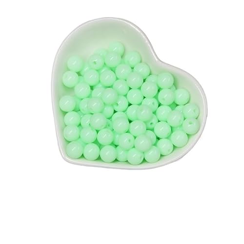 200/1000 Stück runde Acrylperlen, gemischte Farben, mehrfarbig, matt, runde Acrylperlen for Heimwerker, Halsketten, Armbandzubehör(LightGreen,10MM-1000Pcs) von Generisch
