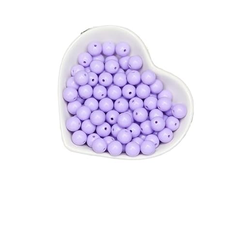 200/1000 Stück runde Acrylperlen, gemischte Farben, mehrfarbig, matt, runde Acrylperlen for Heimwerker, Halsketten, Armbandzubehör(LightPurple,10MM-1000Pcs) von Generisch