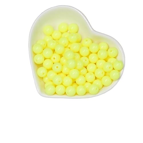 200/1000 Stück runde Acrylperlen, gemischte Farben, mehrfarbig, matt, runde Acrylperlen for Heimwerker, Halsketten, Armbandzubehör(LightYellow,6MM-400Pcs) von Generisch