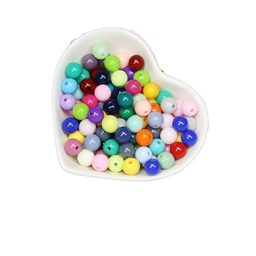 200/1000 Stück runde Acrylperlen, gemischte Farben, mehrfarbig, matt, runde Acrylperlen for Heimwerker, Halsketten, Armbandzubehör(MixColor,6MM-400Pcs) von Generisch
