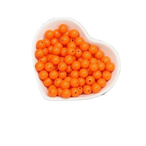 200/1000 Stück runde Acrylperlen, gemischte Farben, mehrfarbig, matt, runde Acrylperlen for Heimwerker, Halsketten, Armbandzubehör(Orange,8MM-400Pcs) von Generisch