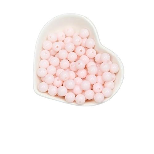 200/1000 Stück runde Acrylperlen, gemischte Farben, mehrfarbig, matt, runde Acrylperlen for Heimwerker, Halsketten, Armbandzubehör(Pink,10MM-1000Pcs) von Generisch