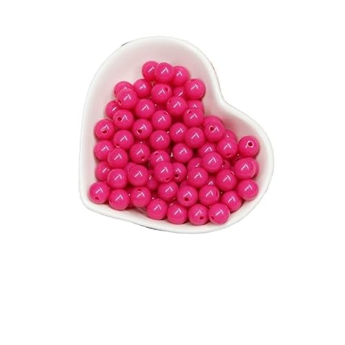 200/1000 Stück runde Acrylperlen, gemischte Farben, mehrfarbig, matt, runde Acrylperlen for Heimwerker, Halsketten, Armbandzubehör(RoseRed,10MM-1000Pcs) von Generisch