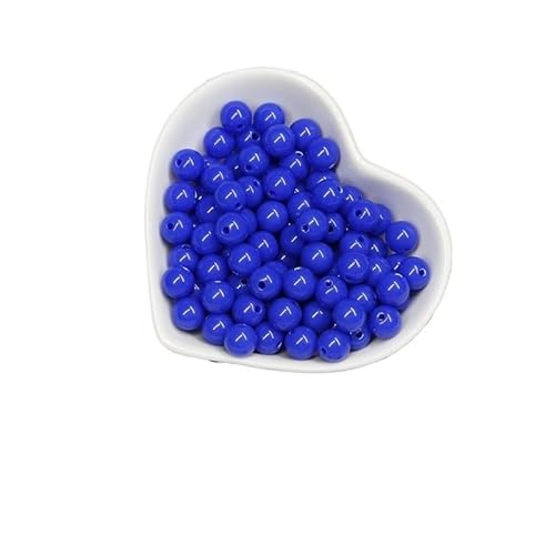 200/1000 Stück runde Acrylperlen, gemischte Farben, mehrfarbig, matt, runde Acrylperlen for Heimwerker, Halsketten, Armbandzubehör(RoyalBlue,10MM-1000Pcs) von Generisch