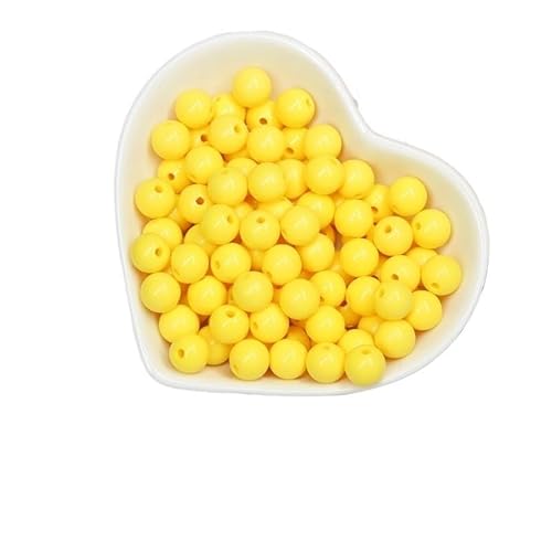 200/1000 Stück runde Acrylperlen, gemischte Farben, mehrfarbig, matt, runde Acrylperlen for Heimwerker, Halsketten, Armbandzubehör(Yellow,10MM-200Pcs) von Generisch