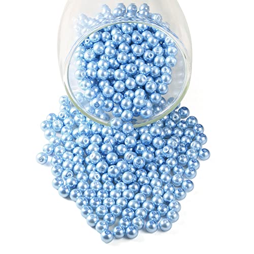 200 Stück 8 mm himmelblaue tschechische Glasperlen, rund, Satin-Glanzfüller, lose Abstandshalter für Schmuckherstellung, Handwerk, Armbänder, Halsketten, Ohrringe von Generisch