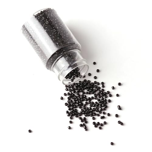 2000 Stück 2 mm runde Glasperlen, Großpackung, Abstandshalterperlen for DIY-Schmuckherstellung, Bastelprojekte, Armbänder, Halsketten, Zubehör(Black) von Generisch