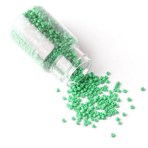 2000 Stück 2 mm runde Glasperlen, Großpackung, Abstandshalterperlen for DIY-Schmuckherstellung, Bastelprojekte, Armbänder, Halsketten, Zubehör(Light Green) von Generisch