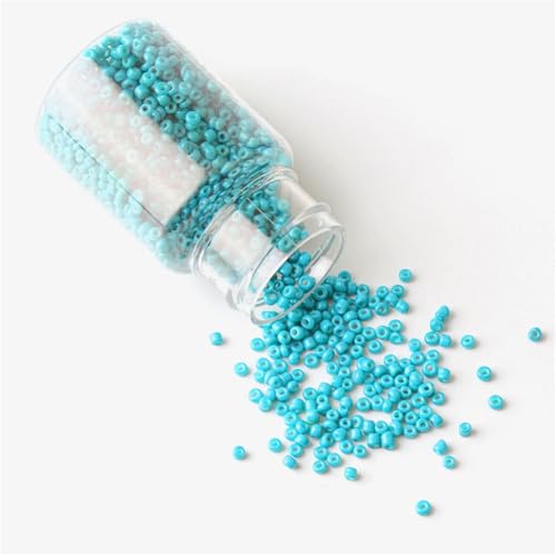 2000 Stück 2 mm runde Glasperlen, Großpackung, Abstandshalterperlen for DIY-Schmuckherstellung, Bastelprojekte, Armbänder, Halsketten, Zubehör(Sky Blue) von Generisch