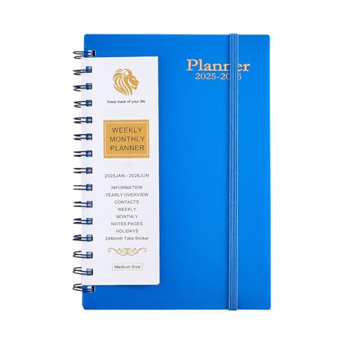 2025 Bis 2026 Jährliches, hocheffizientes Planungstool: Spiralgebundenes Monats- und Wochenplaner-Notizbuch Tagebücher für Erwachsene (Dark Blue, One Size) von Generisch