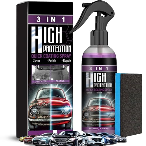 2025 Nano Spray,High Protection 3 in1 Spray,100ml Auto Kratzer Entferner,Hoher Schutz Schnelles Autobeschichtung Spray mit Schwamm,für Verschiedene Oberflächen,für Metall,Werkzeuge und Autos (1) von Generisch